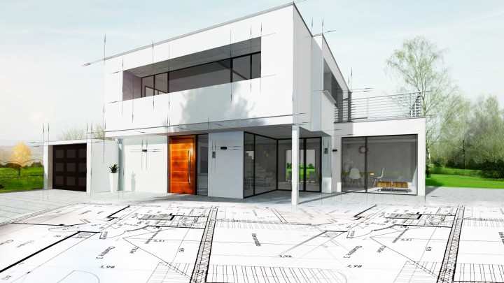 Dessin d'une maison d'architecte avec plan
